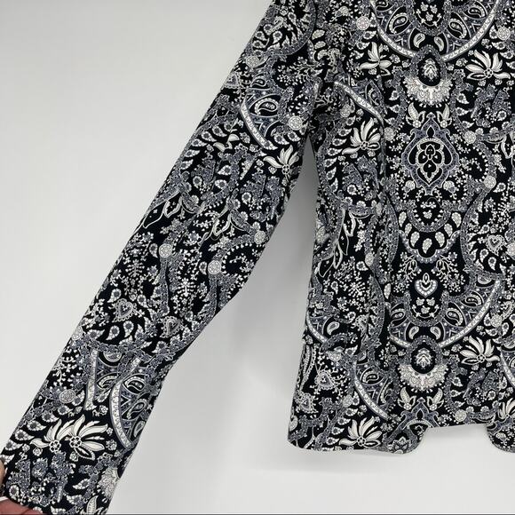 MNG Collection Paisley Navy White Print Blazer Size 10 Gardencore Fairycore - Picture 16 of 16